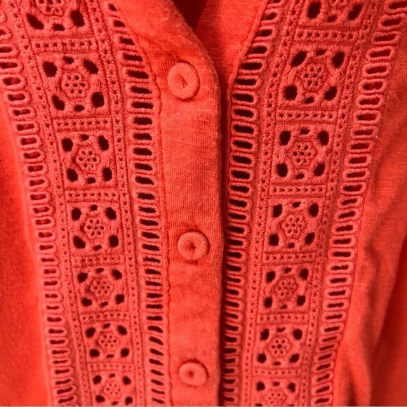 Maeve orange flutter sleeve top with lace size XS - Picture 4 of 7